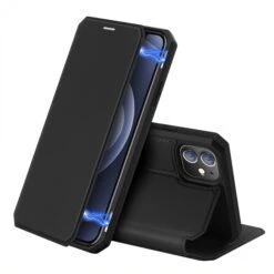 Etui De Protection Renforcé IPhone 12 Mini Avec Coque Silicone Intégrée Et Rangement Carte - Noir
