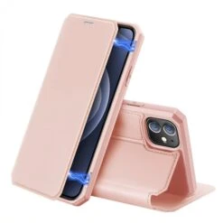 Etui De Protection Renforcé IPhone 12 Mini Avec Coque Silicone Intégrée Et Rangement Carte - Rose