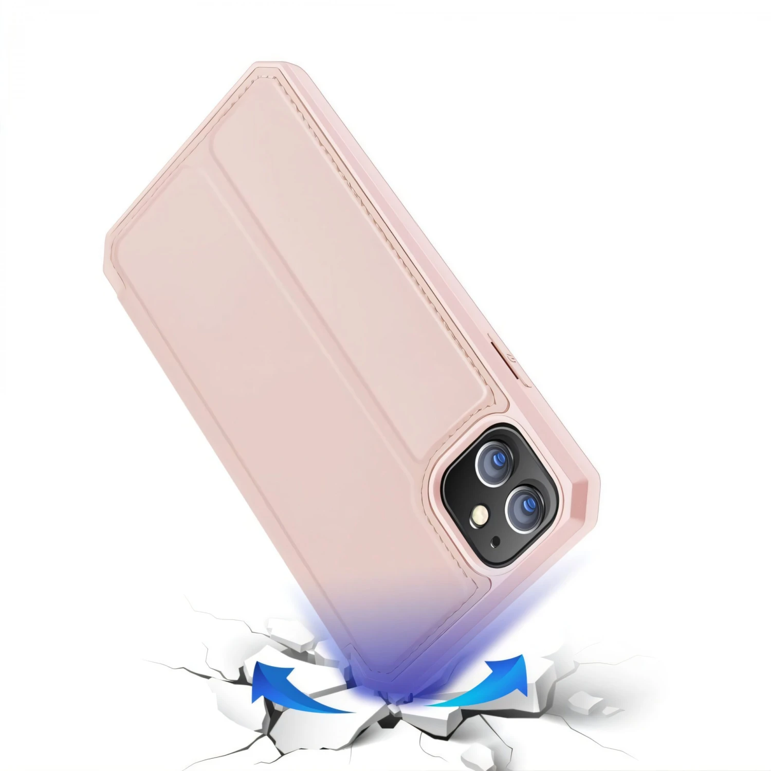Etui De Protection Renforcé IPhone 12 Mini Avec Coque Silicone Intégrée Et Rangement Carte - Rose 6 Etui De Protection Renforcé IPhone 12 Mini Avec Coque Silicone Intégrée Et Rangement Carte - Rose – Image 4