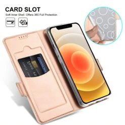 Etui IPhone 12 Mini Avec Rangement Carte Avec Coque Silicone Intégré - Rose -All For Phone Magasin etui iphone 12 mini frac3472 3