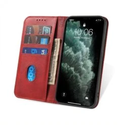 Etui Portefeuille IPhone 12 Mini Style Cuir Business - Rouge -All For Phone Magasin etui iphone 12 mini frac3534 2