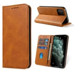 Etui Portefeuille IPhone 12 Mini Style Cuir Business - Marron