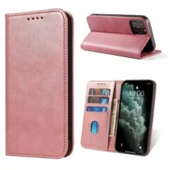 Etui Portefeuille IPhone 12 Mini Style Cuir Business - Rose