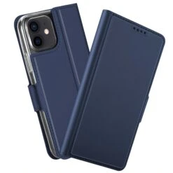 Étui IPhone12 Mini Avec Rangements Cartes Bleu Foncé