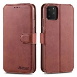 Etui Portefeuille IPhone 12 Et 12 Pro Avec Rabat AZNS - Marron