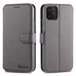 Etui Portefeuille IPhone 12 Et 12 Pro Avec Rabat AZNS - Gris