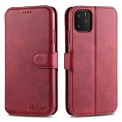 Etui Portefeuille IPhone 12 Et 12 Pro Avec Rabat AZNS - Rouge