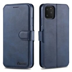 Etui Portefeuille IPhone 12 Et 12 Pro Avec Rabat AZNS - Bleu Foncé