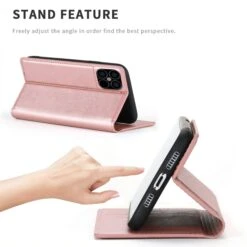 Etui IPhone 12 Pro Max Simili Cuir Avec Fermeture Magnetique - Rangement Carte - Rose -All For Phone Magasin etui iphone 12 pro max frac3417 3