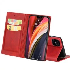 Etui IPhone 12 Pro Max Simili Cuir Avec Fermeture Magnetique - Rangement Carte - Rouge -All For Phone Magasin etui iphone 12 pro max frac3418 5