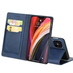 Etui IPhone 12 Pro Max Simili Cuir Avec Fermeture Magnetique - Rangement Carte - Bleu Foncé -All For Phone Magasin etui iphone 12 pro max frac3419 1