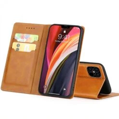 Etui IPhone 12 Pro Max Simili Cuir Avec Fermeture Magnetique - Rangement Carte - Marron -All For Phone Magasin etui iphone 12 pro max frac3420 5