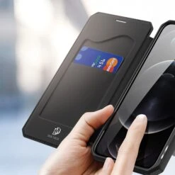 Etui De Protection Renforcé IPhone 12 Pro Max Avec Coque Silicone Intégrée Et Rangement Carte - Noir -All For Phone Magasin etui iphone 12 pro max frac3467 2