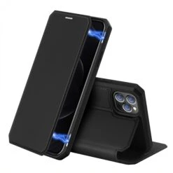 Etui De Protection Renforcé IPhone 12 Pro Max Avec Coque Silicone Intégrée Et Rangement Carte - Noir