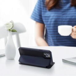 Etui De Protection Renforcé IPhone 12 Pro Max Avec Coque Silicone Intégrée Et Rangement Carte - Bleu Foncé -All For Phone Magasin etui iphone 12 pro max frac3469 4