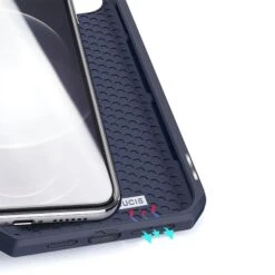Etui De Protection Renforcé IPhone 12 Pro Max Avec Coque Silicone Intégrée Et Rangement Carte - Bleu Foncé -All For Phone Magasin etui iphone 12 pro max frac3469 6
