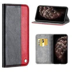 Etui Portefeuille IPhone 12 Pro Max Bi Color Style Business - Rouge