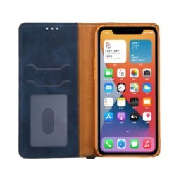 Etui Portefeuille IPhone 12 Pro Max Style Jeans Avec Rangement Carte Et Coque Silicone Intégrée - Bleu Foncé -All For Phone Magasin etui iphone 12 pro max frac3532 3