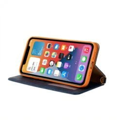 Etui Portefeuille IPhone 12 Pro Max Style Jeans Avec Rangement Carte Et Coque Silicone Intégrée - Bleu Foncé -All For Phone Magasin etui iphone 12 pro max frac3532 4