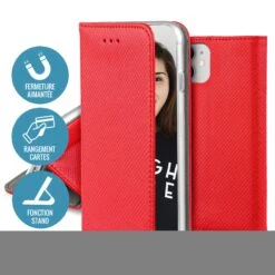 Etui IPhone 13 Mini Magnétique Rouge Avec Rangement - Jaym -All For Phone Magasin etui iphone 13 mini magnetique rouge jaym frac4878 2