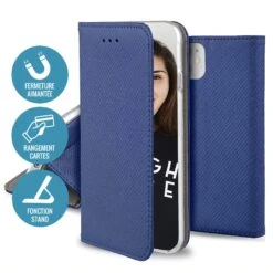 Etui IPhone 14 Pro Folio Magnetique JAYM Bleu -All For Phone Magasin etui iphone 14 pro folio jaym bleu frac4567 2