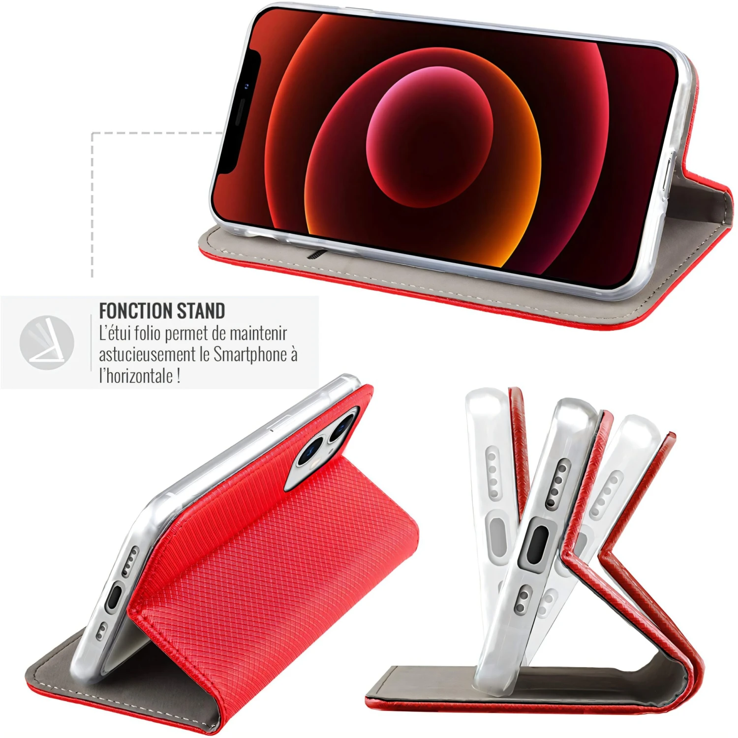 Etui Portefeuille IPhone 15 Pro Magnétique Rouge - Jaym 4 Etui Portefeuille IPhone 15 Pro Magnétique Rouge - Jaym – Image 2