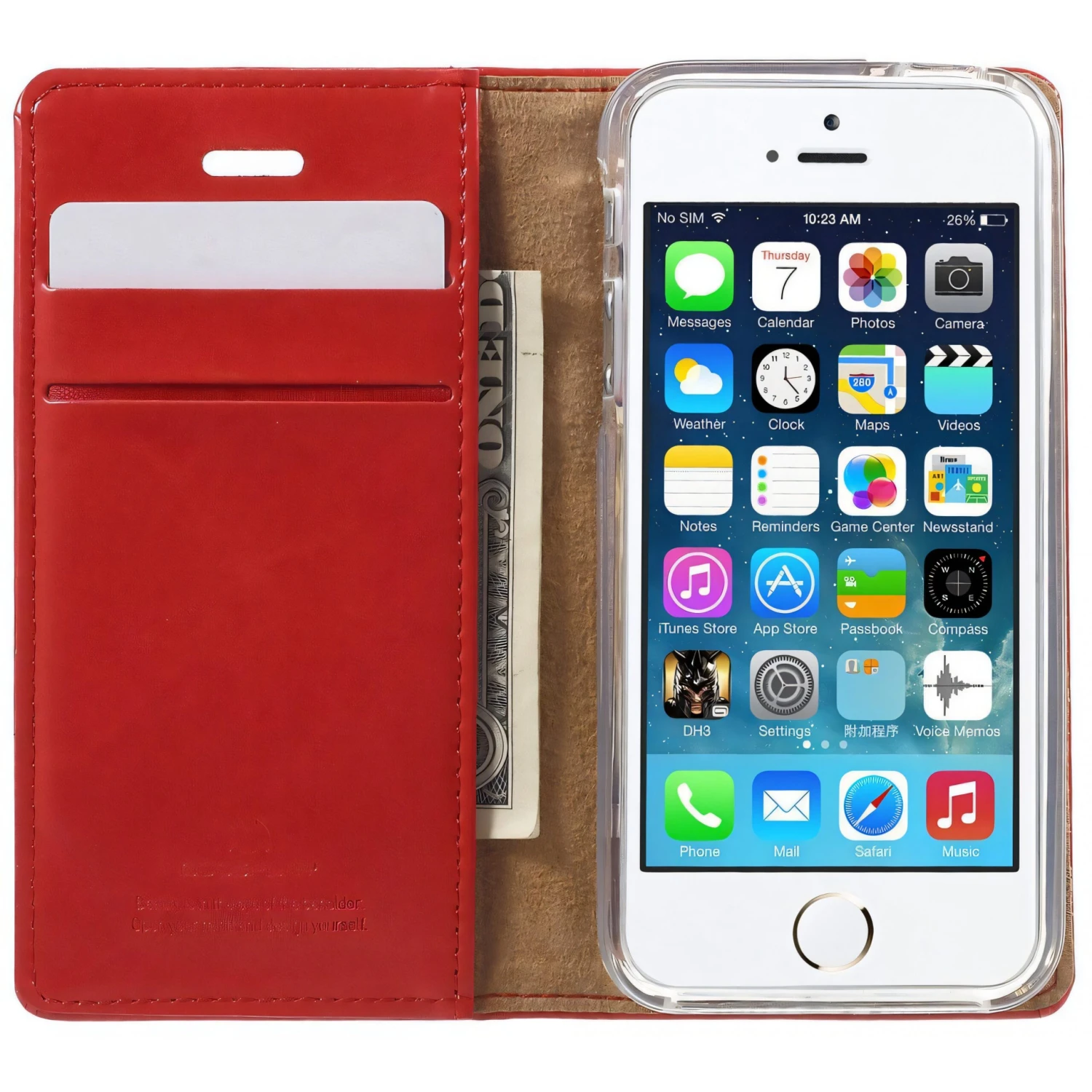Etui IPhone 5S SE S Mercury Portefeuille Rouge 7 Etui IPhone 5S SE S Mercury Portefeuille Rouge – Image 5