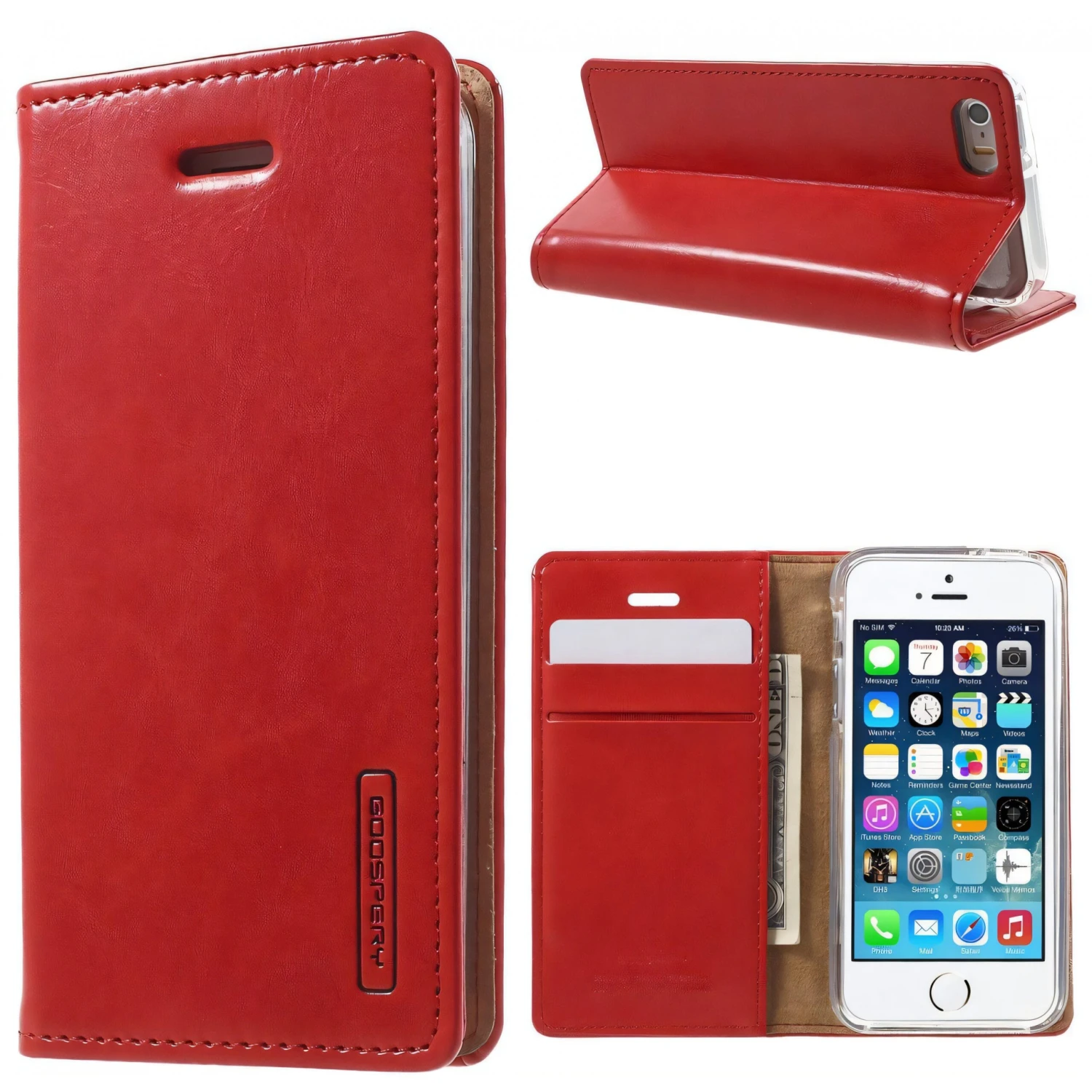 Etui IPhone 5S SE S Mercury Portefeuille Rouge 3 Etui IPhone 5S SE S Mercury Portefeuille Rouge
