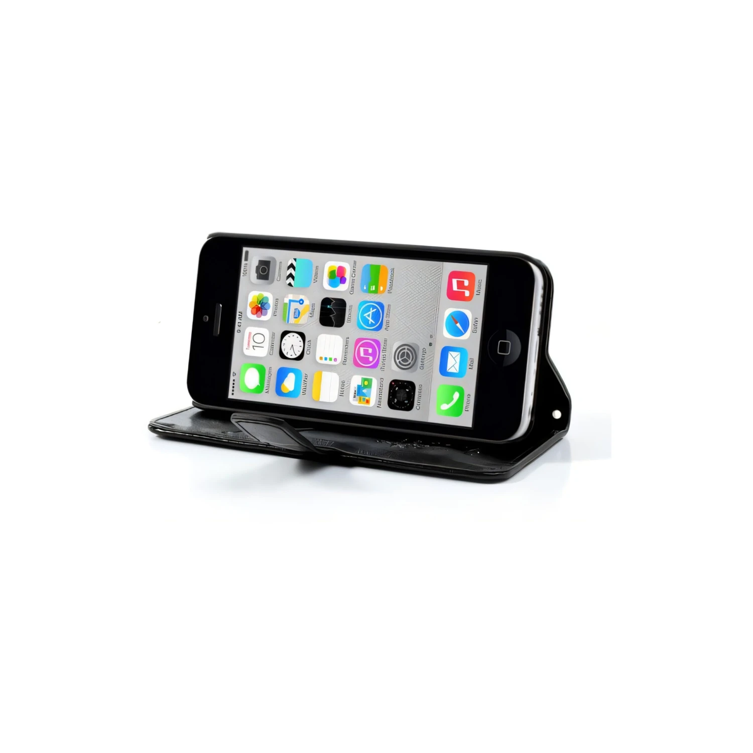Etui IPhone 5C Portefeuille Cuir Noir 6 Etui IPhone 5C Portefeuille Cuir Noir – Image 4