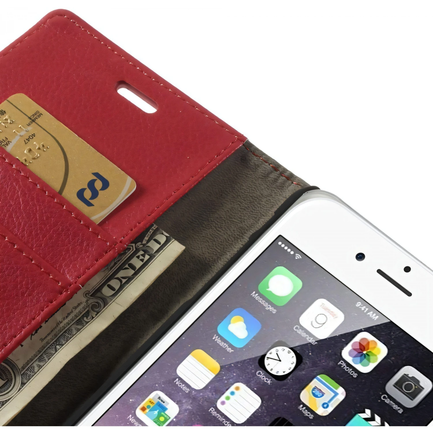 Etui IPhone 6 Plus Portefeuille - Simili Cuir Rouge 4 Etui IPhone 6 Plus Portefeuille - Simili Cuir Rouge – Image 2