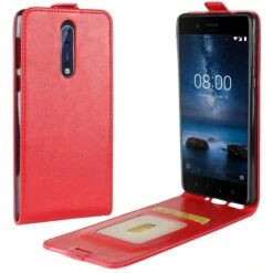 Etui Nokia 8 Vertical Simili Cuir Rouge