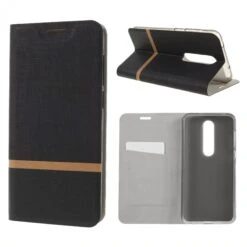 Etui Portefeuille Nokia 6.1 Plus Et X6 2018 Aspect Tissus Noir