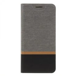 Etui Portefeuille Nokia 6.1 Plus Et X6 2018 Aspect Tissus Gris