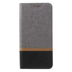 Etui Portefeuille Nokia 5.1 Avec Rangement Cartes Aspect Tissus Gris