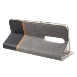 Etui Portefeuille Nokia 5.1 Avec Rangement Cartes Aspect Tissus Gris -All For Phone Magasin etui nokia frac3165 3