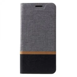 Etui Portefeuille Nokia 7.1 Avec Rangement Cartes Aspect Tissus Gris
