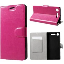 Etui Xperia XZ1 Simili Cuir Avec Insert Carte Fushia