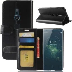 Etui Portefeuille Sony Xperia XZ2 Crazy Horse Noir -All For Phone Magasin etui sony xperia xz2 frac2427 3