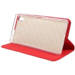 Etui Xperia Z5 Style Cuir Avec Contour Silicone Rouge -All For Phone Magasin etui sony xperia z5 frac1806 2