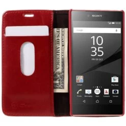 Etui Xperia Z5 Compact Style Cuir Elegant Rouge -All For Phone Magasin etui sony xperia z5 frac1815 6
