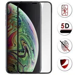 Film En Verre Trempé IPhone XS Max Noir 5D